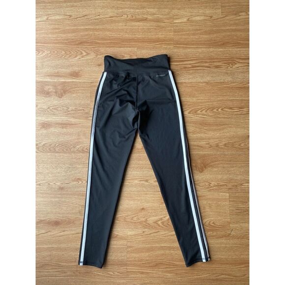 Adidas Girls Large (14) Youth Replenishment Long Tight 3-stripes  Leggings Black - Picture 2 of 5
